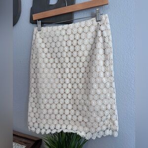 Talbots nwt daisy cream lace detail skirt